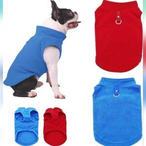 🩵HOST PICK NWT Red & Blue Cat or Dog Fleece Vest w/Leash Ring Set of 2